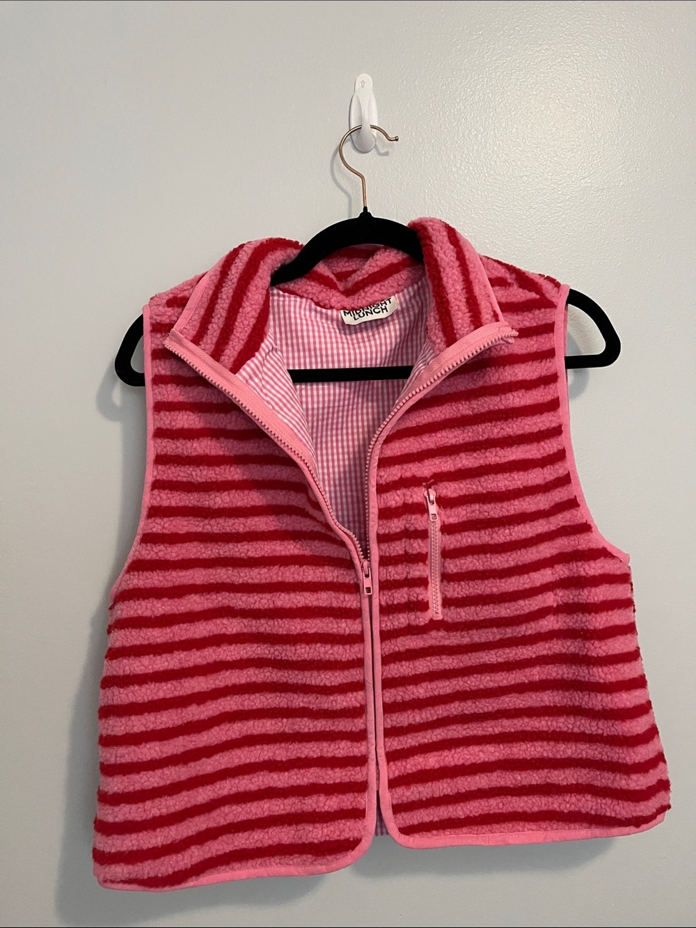 Mini Boden Pink Striped Fleece Vest - Girls